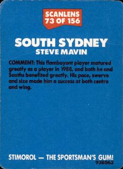1989 Scanlens #73 Steve Mavin Back
